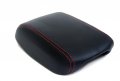 Kardesigners Fits 2013-2016 Dodge Dart Synthetic Black Leather Armrest Console Cover With Red Stitching Skin Only 