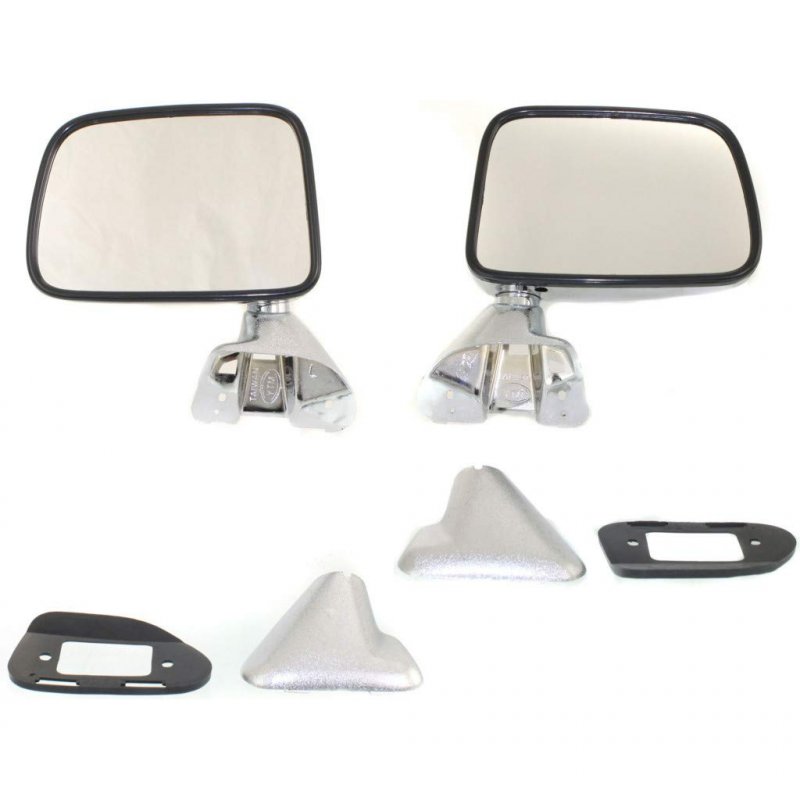 Toyota Pick Up 1987 1988 Door Mirror Driver And Passenger Side Pair Manual Non-heated Folding Deluxe Type Chrome Replacement