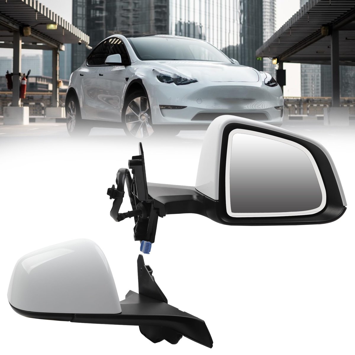 Dasbecan Side Rear View Mirror For 2020-2024 Tesla Model Y Anti-glare Glass With Memory Power Heated Right Passenger Folding