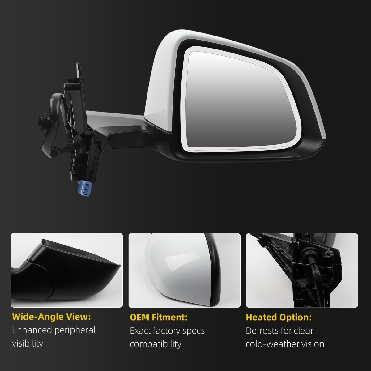 Dasbecan Side Rear View Mirror For 2020-2024 Tesla Model Y Anti-glare Glass With Memory Power Heated Right Passenger Folding