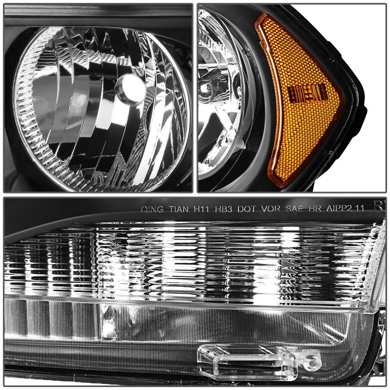 Dna Motoring Oem-hl-0066-l Black Factory Style Driver Side Headlight Lamp Replacement For 11-13 Durango