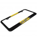 Ipick Image For Ford Mustang Script Yellow Racing Stripe Black Real Carbon Fiber License Plate Frame