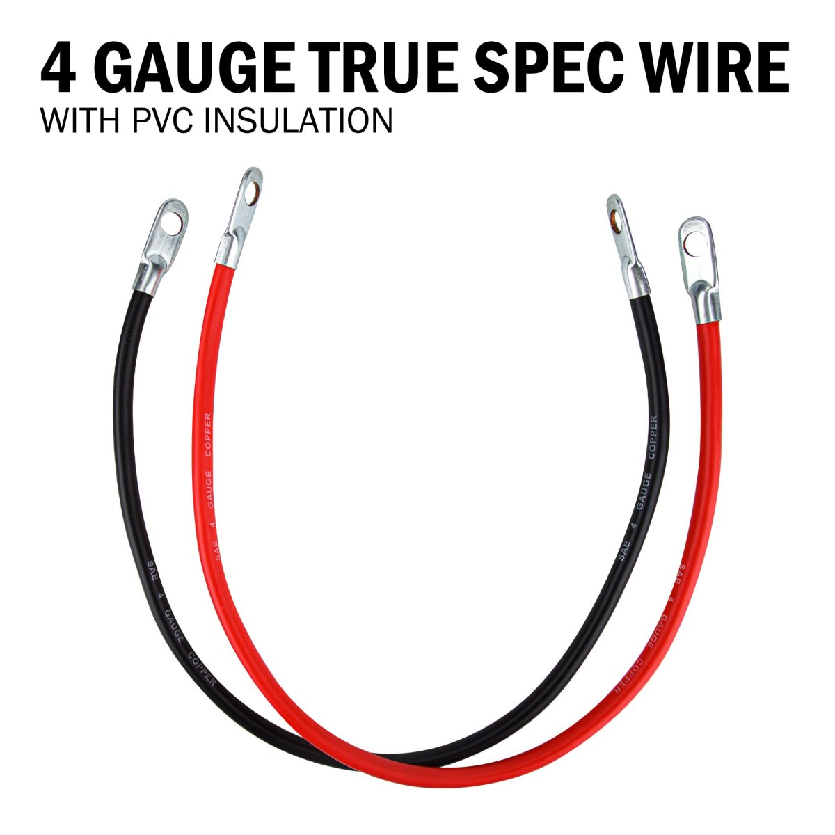 4 Awg 24 In Batteryverter Cables Set 3 8 In Copper Lugs Positive And Negative Pair For Marine Rv Solar Heat Corrosion Resistant