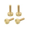 4pcs Brass Knurled Thumb Screws M3x12mm 15 5mm Length Flat Grip Bolt Knobs Fasteners For Electronic Mechanical 