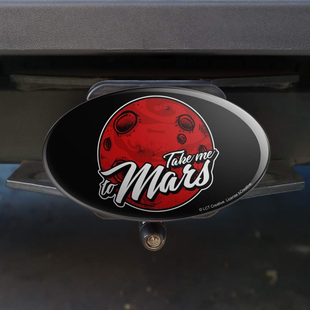 Take Me To Mars Red Planet Funny Oval Tow Trailer Hitch Cover Plug Insert For 2 In Receivers Black Abs Plastic With Uv