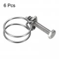 Uxcell 6pcs Double Wire Hose Clamp 36-40mm Adjustable Stainless Steel Clips With M8 Bolt For Dust Collection Pump Pipe