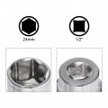 Uxcell 6-point Shallow Socket 1 2 Drive 23mm 24mm Cr-v Metric For Diy Hand-making Repair Automotive