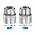 Uxcell 6-point Shallow Socket 1 2 Drive 23mm 24mm Cr-v Metric For Diy Hand-making Repair Automotive