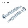 Uxcell Furniture Confirmat Screw 100pcs 7x50mm Hex Socket Woods Zinc Plated Countersunk Self-tapping Connecting Screw