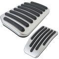 Aluminum Accelerator And Brake Foot Pedal Cover Set Fit For Tesla Model 3 Y 2016-2025 Non-slip Silicone Strips Design Silver 