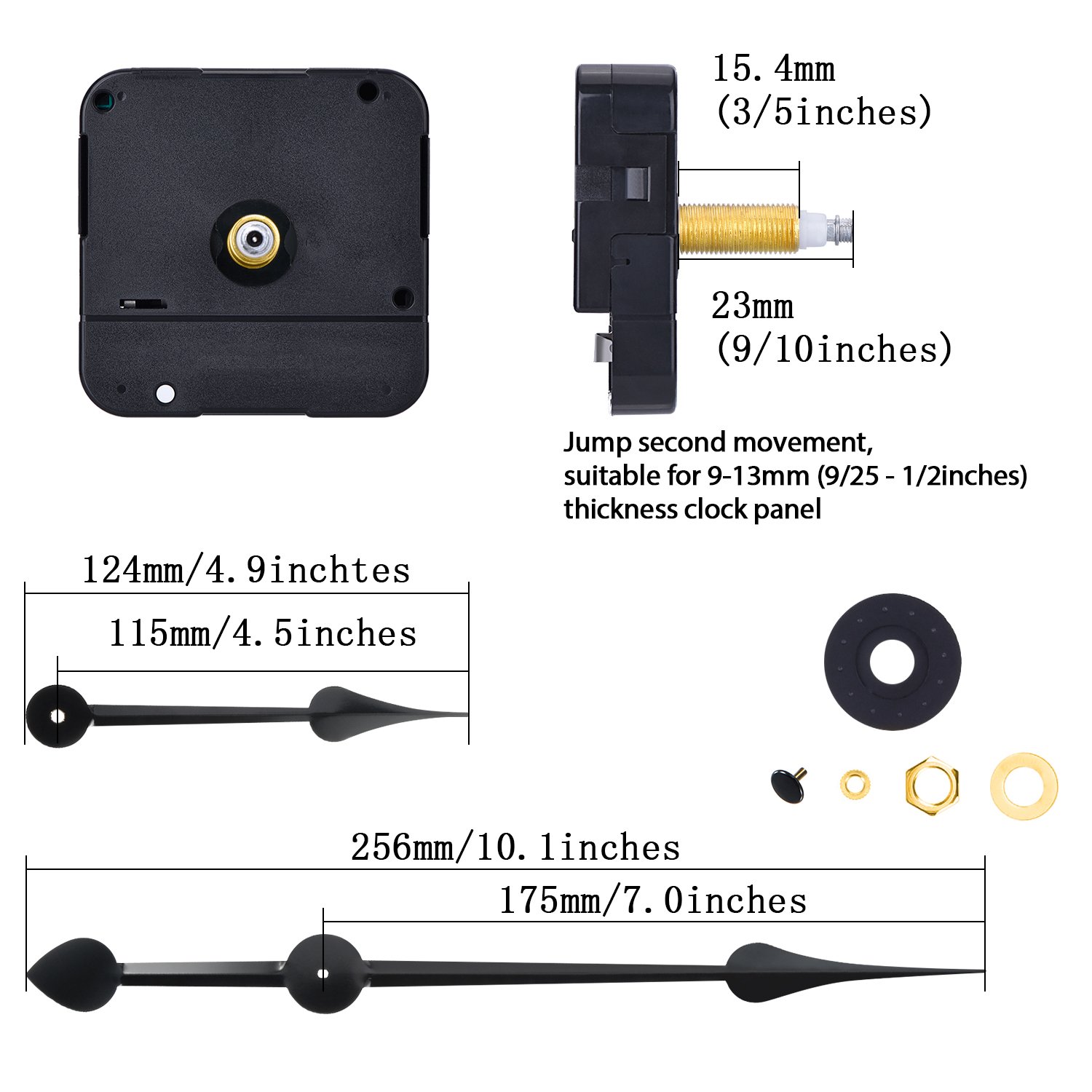 Willbond Long Shaft High Torque Clock Movement Motor With 7 Inch Spade Hands