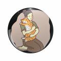 1080 Graphics Cat Mom Hugging Design Key Chain Double Sided Stainless Steel Keychain 