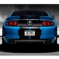 Ford Mustang Cobra Outline In Blue Mirror Chrome Metal License Plate Frame