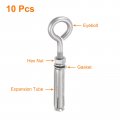 Uxcell 10pcs M8 304 Stainless Steel Expansion Eyebolt Closed Hook Bolt Screw Concrete For Wall Ceiling Masonry