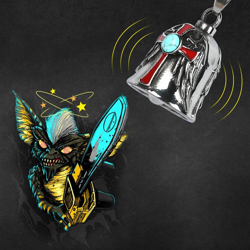 Gremlin Bells For Motorcycles Christ Cross Angel With Turquoise Biker Riding Accessory Bell Luck All Your Life Motorcycle