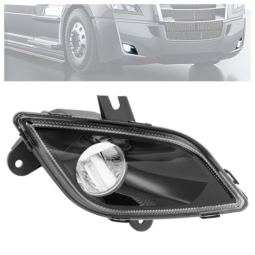 Front Right Full Led Fog Light For 2018 To 2024 Freightliner Cascadia Passenger Side Bumper Lamp Drl Clear Lens Black Housing