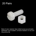 Uxcell 20 Pairs Nylon Screw Nut Assortment M5x16mm Slotted Pan Head Screws M5 Hex Nuts For Machinery Electronics White