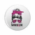 1080 Graphics Messy Bun Glasses Wear Pink Warrior Breast Cancer Awareness Key Chain Double Sided Stainless Steel Keychain 