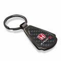 Ipick Image Compatible With Honda Red Civic Si Real Carbon Fiber Gunmetal Black Metal Teardrop Key Chain