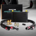 25 Row An10-10an Thermostat Adaptor Aluminum Engine Transmission Racing Oil Cooler Kit 2 Line Black