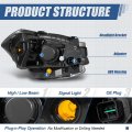 Auto Dynasty Facotry Style Headlights Assembly Compatible With Soul 2010-2011 Driver And Passenger Side Black Housing Amber