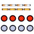 Astra Depot 4x White Amberx 6-led Flashing Warning Emergency Caution Strobe Light And 8x Round 4 4 Red 12-led Backup Reverse