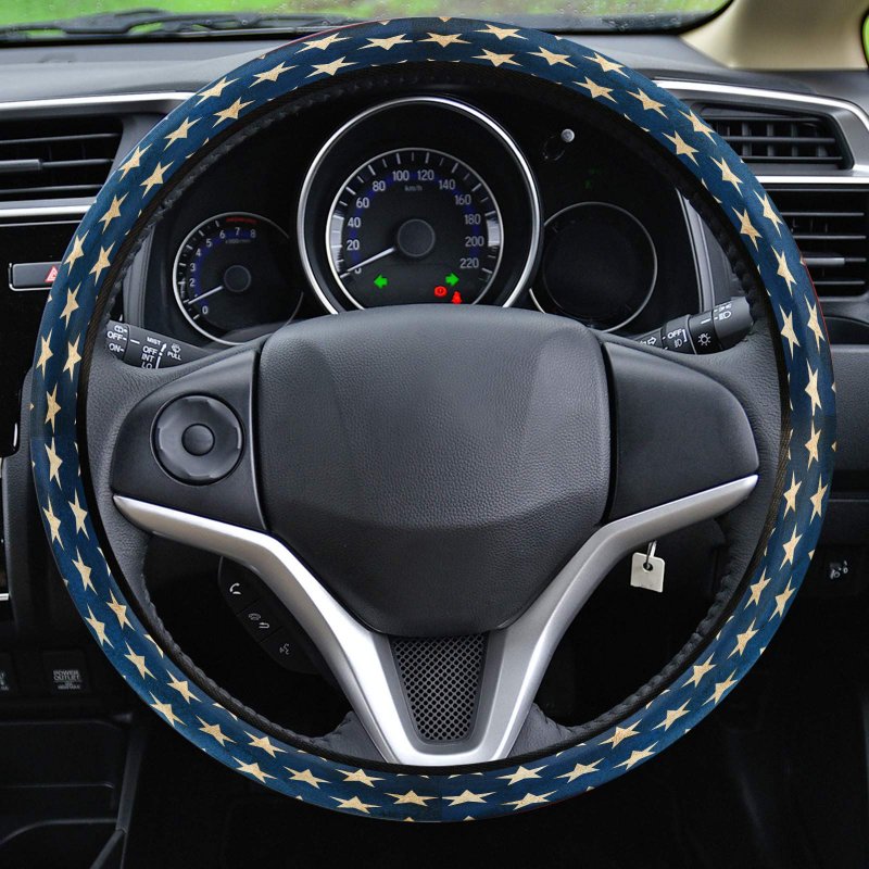 Car Steering Wheel Cover Independence Day American Flag Star Patriotic Elastic Stretch Sponge Wheels Protective For Vehicles
