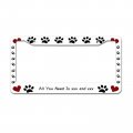 Custom Metal License Plate Frame Personalized Dog Paws Print Frames For Lovers Love Hearts Cover Customized Tag Holder
