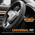 Universal Fit 14 1 2 To 15 Inches Microfiber Leather Steering Wheel Cover With Stylish Diamond Full Surround Design Inner