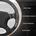 Universal Fit 14 1 2 To 15 Inches Microfiber Leather Steering Wheel Cover With Stylish Diamond Full Surround Design Inner