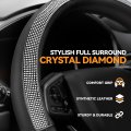 Universal Fit 14 1 2 To 15 Inches Microfiber Leather Steering Wheel Cover With Stylish Diamond Full Surround Design Inner
