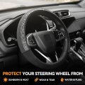 Universal Fit 14 1 2 To 15 Inches Microfiber Leather Steering Wheel Cover With Stylish Diamond Full Surround Design Inner