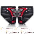 Led Tail Lights Pair W Red Bar Wiring Harness For Ford F150 2009-2014 Clear Lens Black Housing Red Light Rear Lamp Assembly