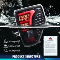 Led Tail Lights Pair W Red Bar Wiring Harness For Ford F150 2009-2014 Clear Lens Black Housing Red Light Rear Lamp Assembly