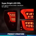 Led Tail Lights Pair W Red Bar Wiring Harness For Ford F150 2009-2014 Clear Lens Black Housing Red Light Rear Lamp Assembly