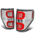 Auto Dynasty Tail Light For 2009-2014 Ford F150 Driver And Passenger Side Dual Red Led C-tube Brake Lamps Replacement Chrome 