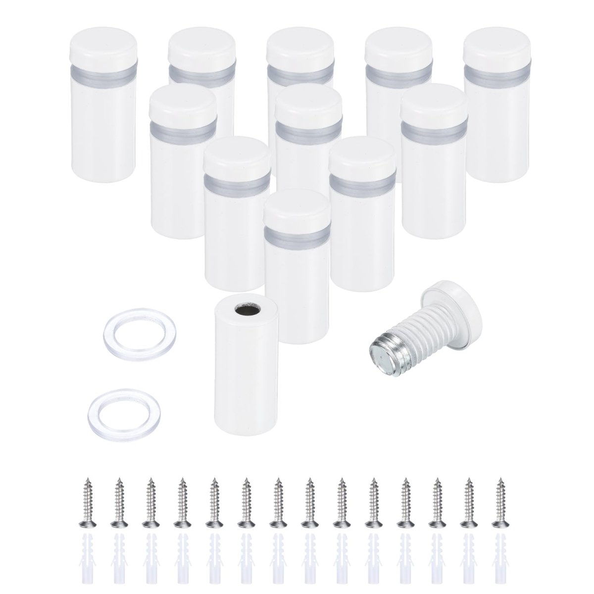 12 Pcs 2 In X 1 5 Standoff Screws Stainless Steel Wall Mount Sign Mounting Hardware Kit White For Acrylic Glass Signs And