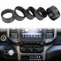 Interior Control Knob Cover For Dodge Ram 2019 2020 2021 Ac Volume Mode Auto Browse Switch Decor Button Ring Trim Black 