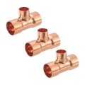 3 4-inch X 1 2-inch Copper Reducing Tee Pressure Pipe Fitting Connector For Plumbing Supply And Refrigeration 3pcs 