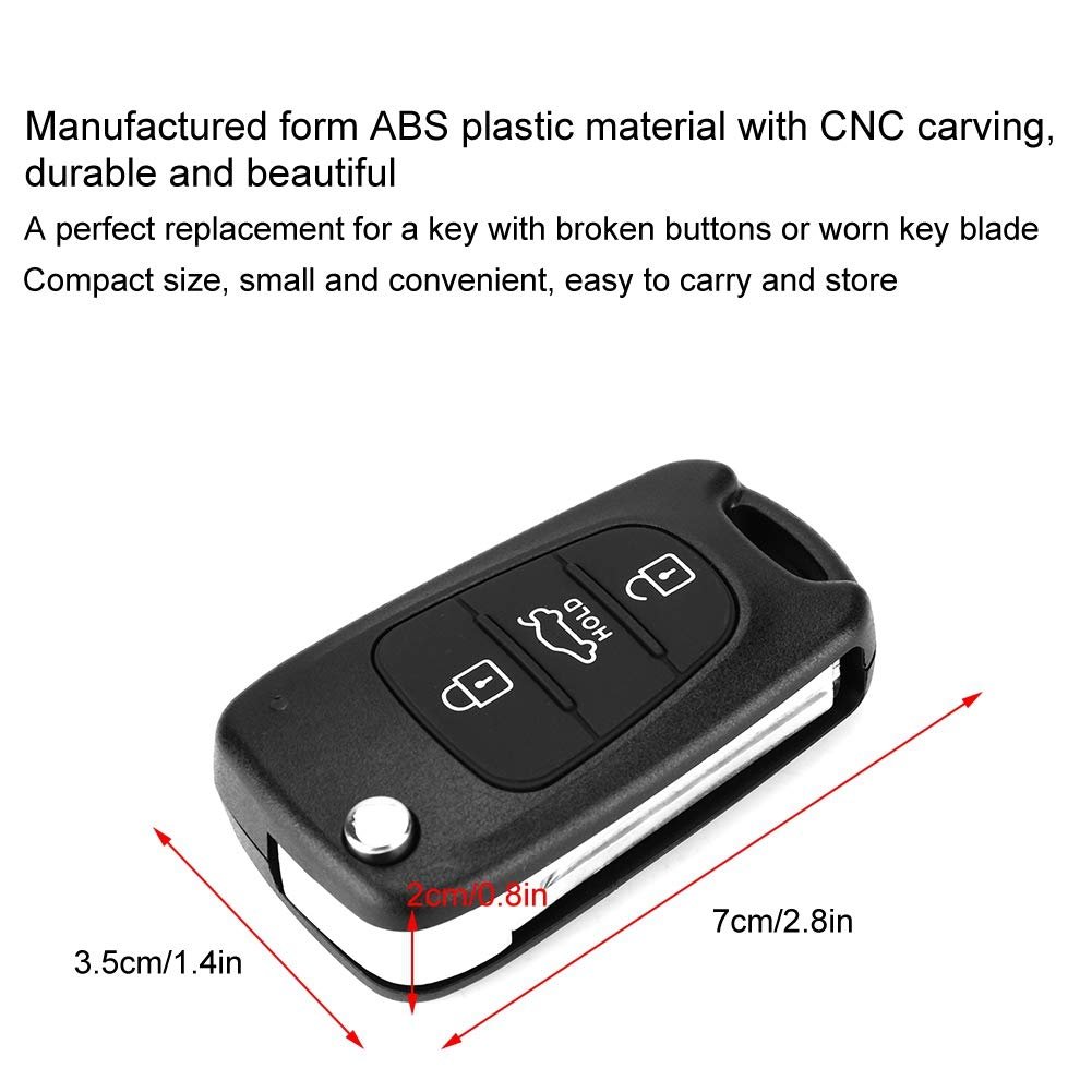 Flip 3 Button Remote Key Fob Case Shell Cover For Rondo 2006 2011 Soul 2009 2013 Rio