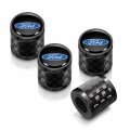 Ipick Image For Ford Logo In Black On Real Carbon Fiber Barrel Aluminum Tire Valve Stem Caps