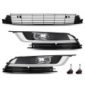 G-plus Front Bumper Grille Fog Lights Lamp Covers Set 5pcs Compatible With Volkswagen Cc 2013-2017 Vw2592125 3c8941700 3c8 854 