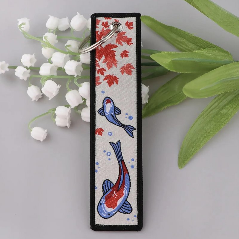 Lucky Koi Fish Nishikigoi Carp Japan Fortune China Keychain Tag Modern Animal Theme Polyester Key Fob Ring 5 1 In Long Mixed