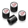 Dodge Demon Red Logo In White On Black Cylinder-style Premium Anodized Aluminum Tire Valve Stem Caps Set Of 4 