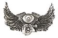 Hot Leathers Motor And Wings Pin 