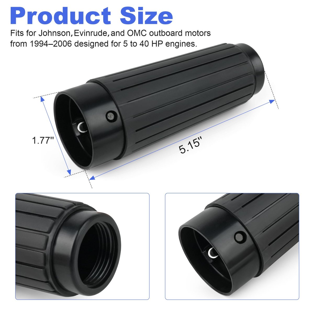 Outboard Handle Grip And Helix 436275 For Omc Evinrude Johnson 5 To 40hp Engines 1994 2006 13 In L X 2 W Blacd Handle Grip And