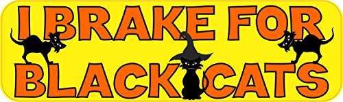 10in X 3in I Brake For Black Cats Bumper Magnet Halloween Vehicle Magnets By Stickertalk