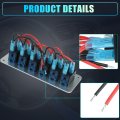 6 Gang Rocker Switch Panel 3 Pin On Off Pre-wired Toggle Control Waterproof Aluminum Alloy Blue Led Light Push Button For 12v