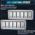 6 Gang Rocker Switch Panel 3 Pin On Off Pre-wired Toggle Control Waterproof Aluminum Alloy Blue Led Light Push Button For 12v