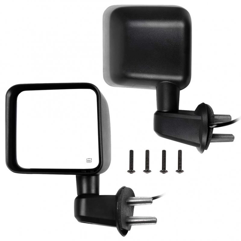 Driver And Passenger Side View Mirrors For 2007-2017 Jeep Wrangler Textured Manual Folding Heated Abs